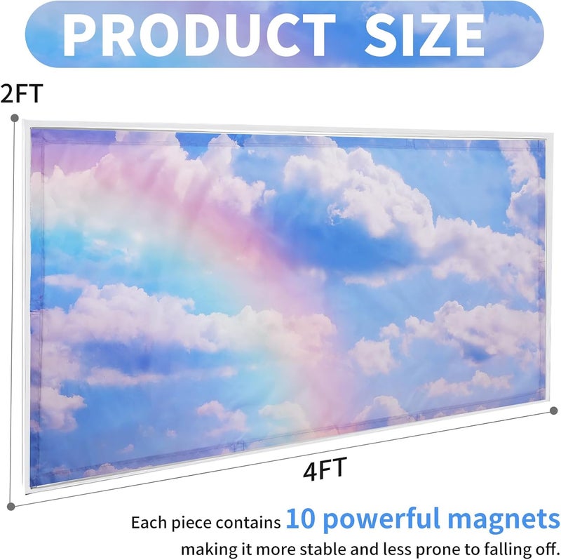 Torixqi 2pcs Fluorescent Light Covers - Light Covers for Ceiling Lights Classroom, Magnetic Light Filters for Office, Hospitals, Home 4 x 2 Feet (rainbow) - Image 2